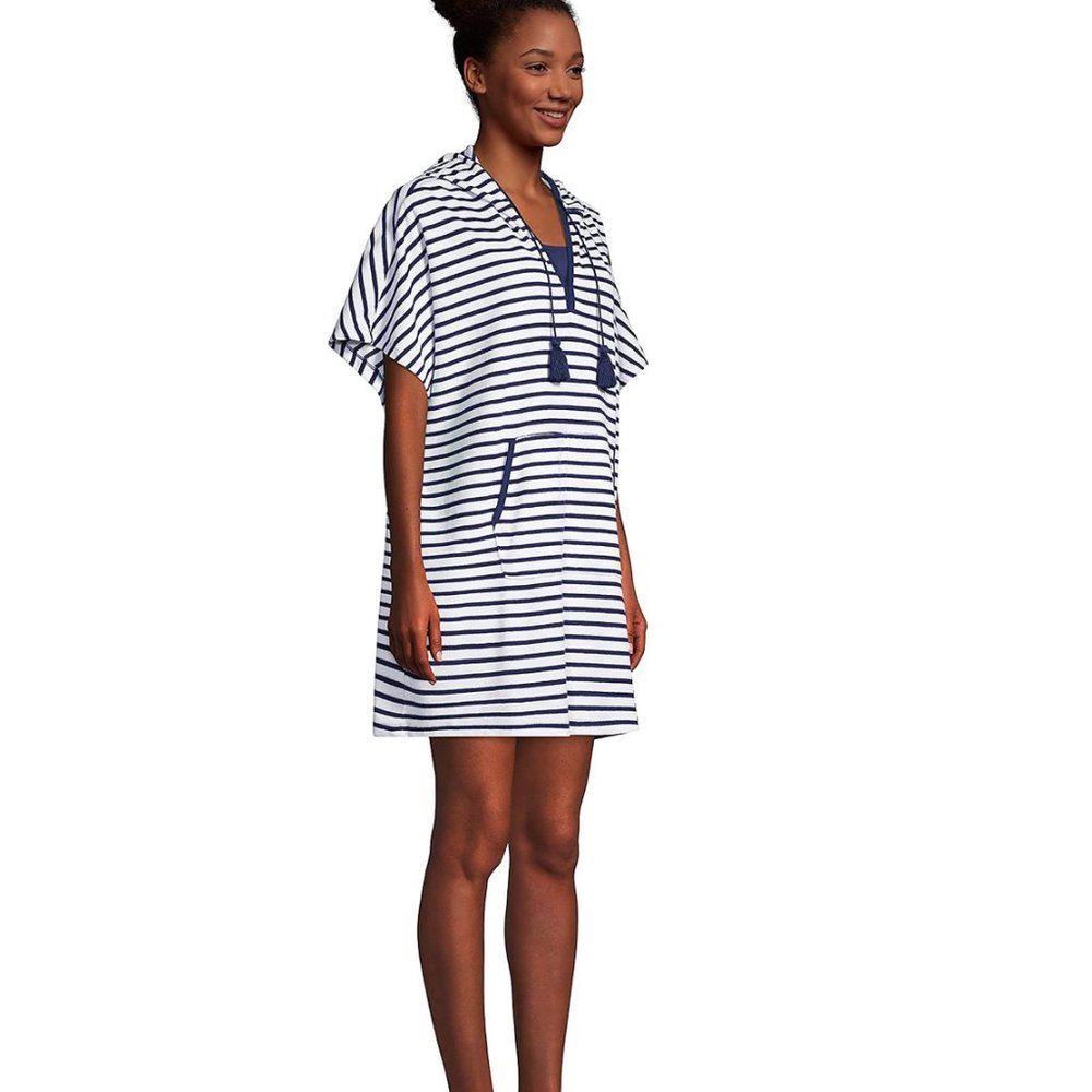 NWT Lands' End Women's Terry V-Neck Hoodie Coverup Dress Size L/XL $100 FF113 - Picture 3 of 4